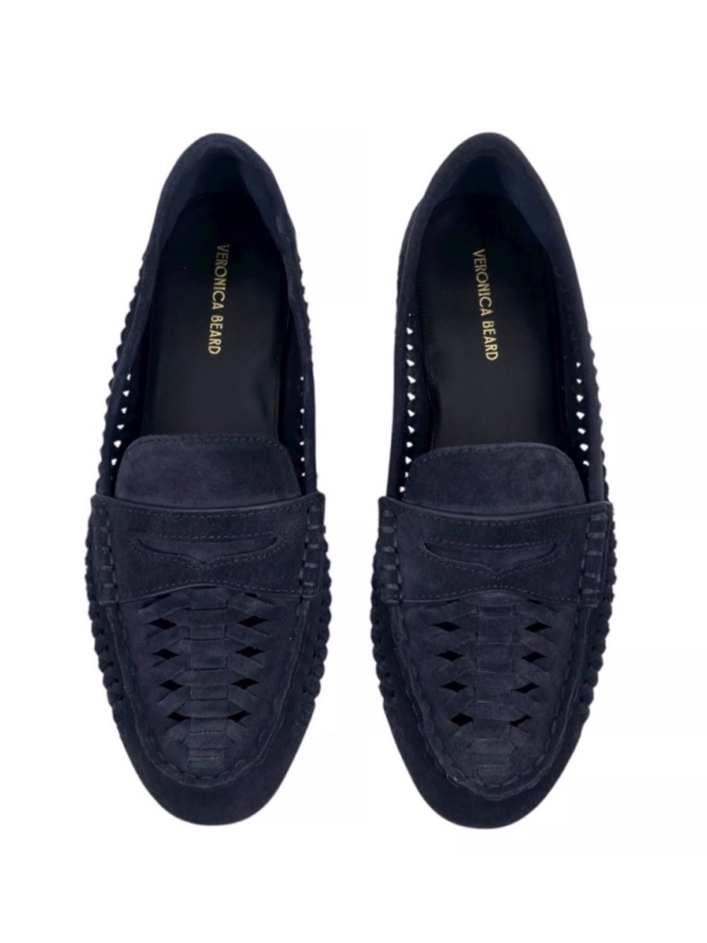 New Veronica Beard Woven Penny Loafer Blue Suede Sz 7.5